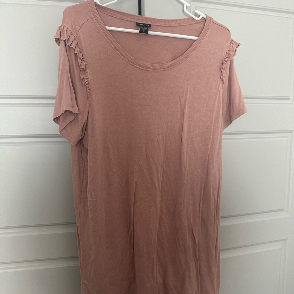 Torrid Pink Ruffled Short Sleeve T-Shirt